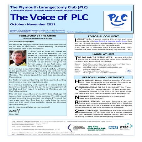 The Voice of PLC Newsletter Oct - Nov 2011