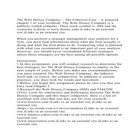 The Walt Disney Company – The Cohesion Case – is featured chapter .docx