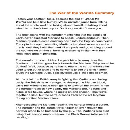 The war of the worlds novel summary