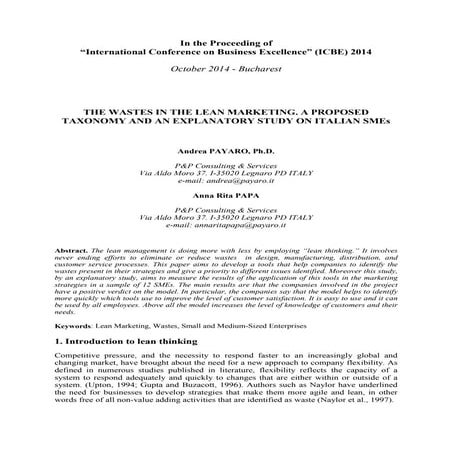 THE WASTES IN THE LEAN MARKETING. A PROPOSED TAXONOMY