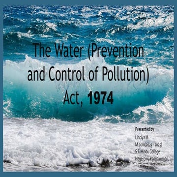 Water (prevention control of pollution) act 1974 | PPTX