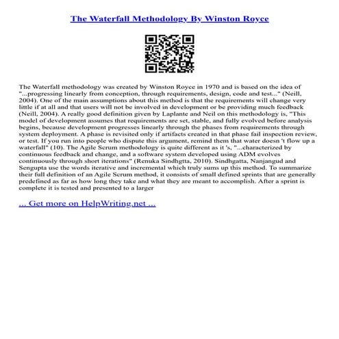 The Waterfall Methodology By Winston Royce