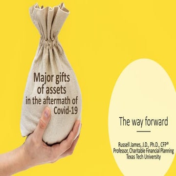 Major gifts of assets in the aftermath of Covid-19