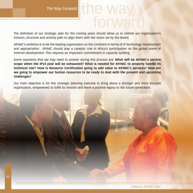 AFRINIC Annual Report 2007 - The way forward 2