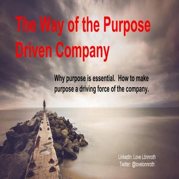 The way of the purpose driven company