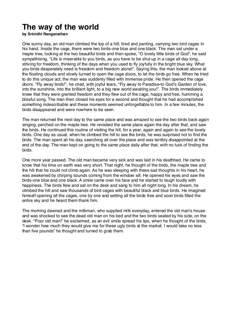 The Way Of The World Short Story Sample