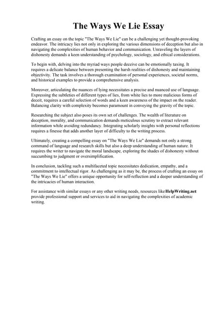 The Ways We Lie Stephanie Ericsson Analysis The Ways We Lie Essay.pdf