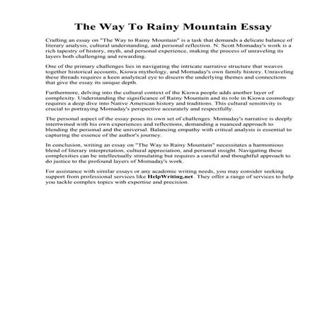 The Way To Rainy Mountain Essay