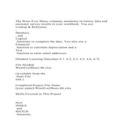 The Wear-Ever Shoes company maintains inventory data and custome.docx
