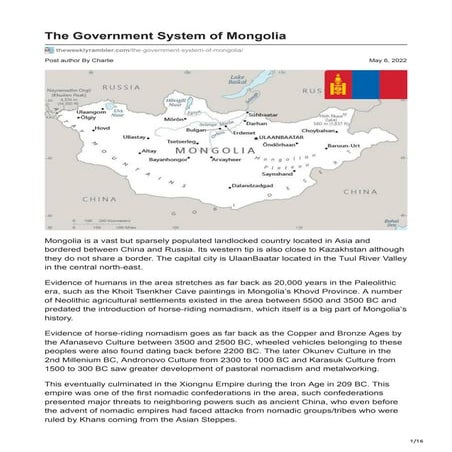 The Government System of Mongolia