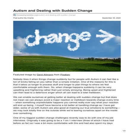 Autism and Dealing with Sudden Change