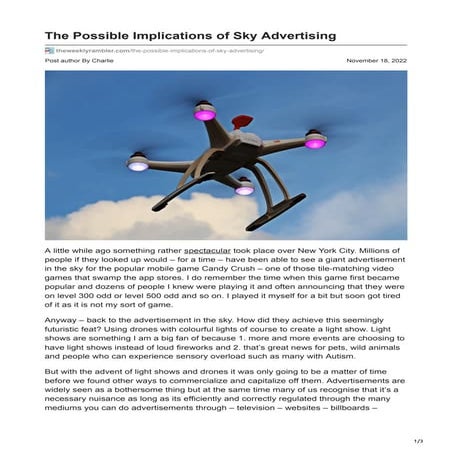 The Possible Implications of Sky Advertising