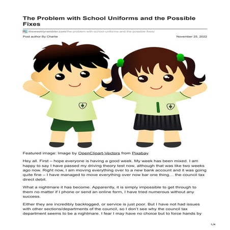The Problem with School Uniforms and the Possible Fixes