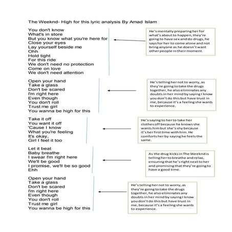 The weeknd lyric analysis By Amad Islam