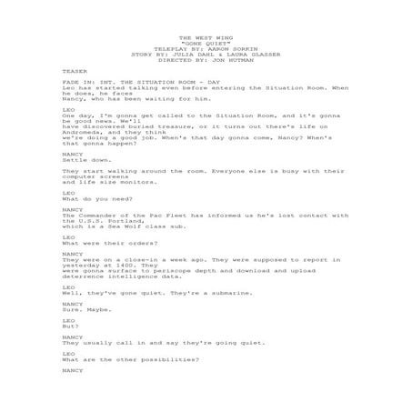 The west wing   gone quiet transcript (season 3 episode 6)
