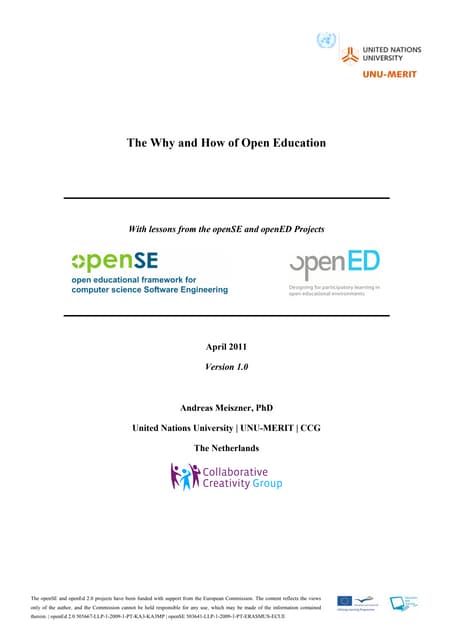 ‘The Why and How of Open Education - With lessons from the openSE and openED ...