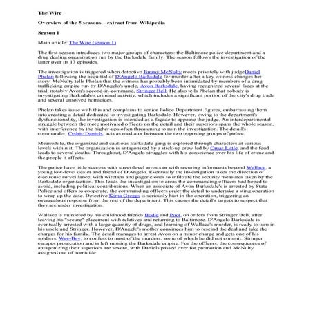 The wire season overview