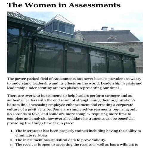 The women in assessments... professional executive coaching