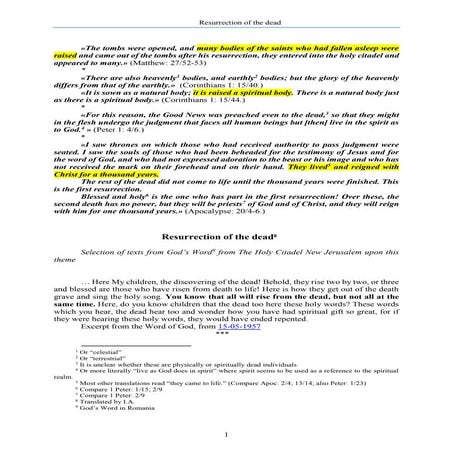 The Word of God about the resurrection of the dead