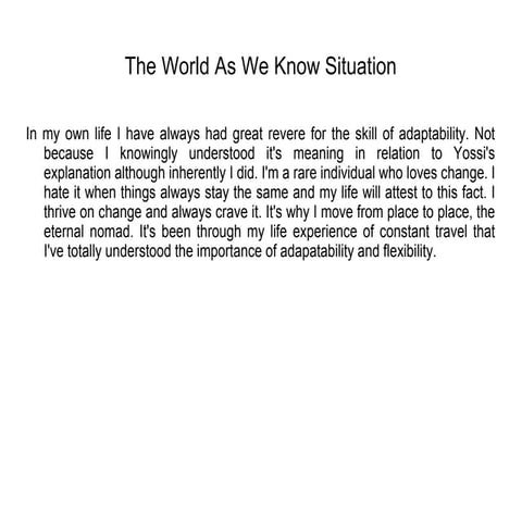 The world as we know situation | PPT