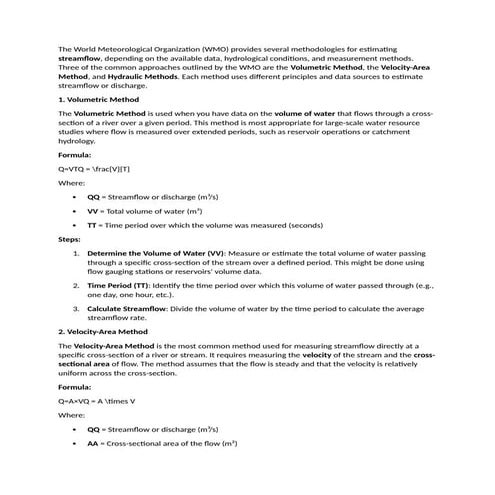 The World Meteorological Organization stream flow estimation.docx