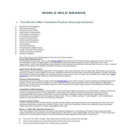 W:W Brands Info dropship