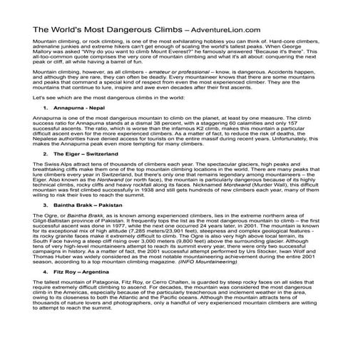 The world's most dangerous climbs   flaviu mircea