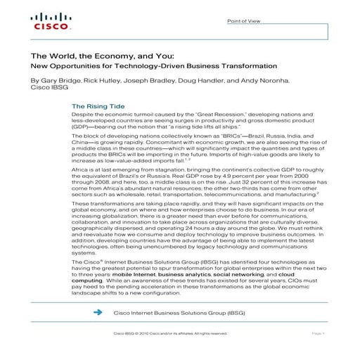 New Opportunities for Technology-Driven Business Transformation