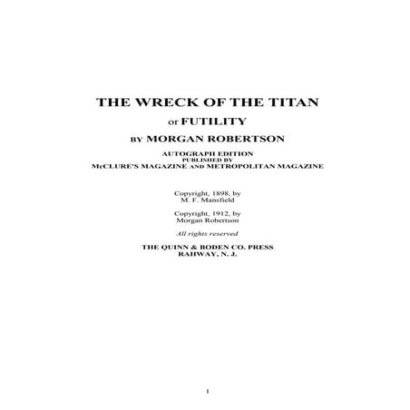 The Wreck of the Titan - Morgan Robertson