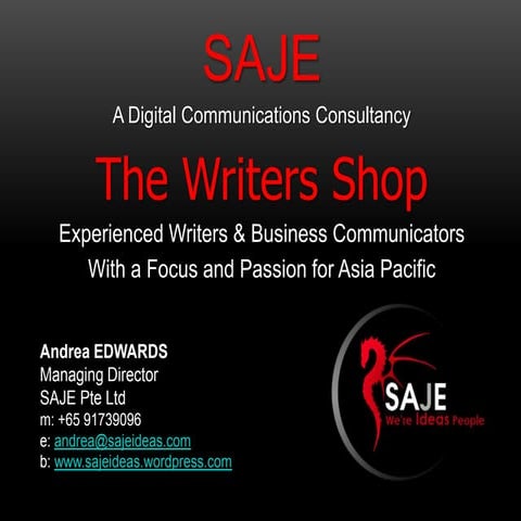 SAJE and The Writers Shop