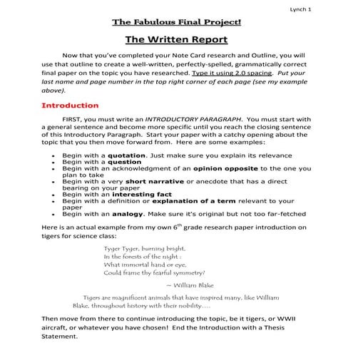 The written report   use!