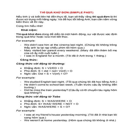 Thì Quá Khứ Đơn