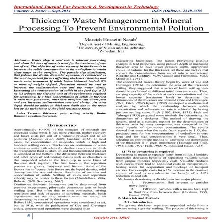 Thickener waste management in mineral processing to prevent environmental pol...