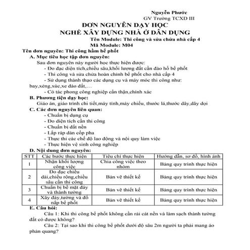 Thi công hầm bể phốt