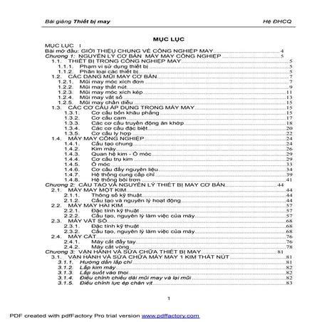 Bài giảng THIẾT BỊ MAY