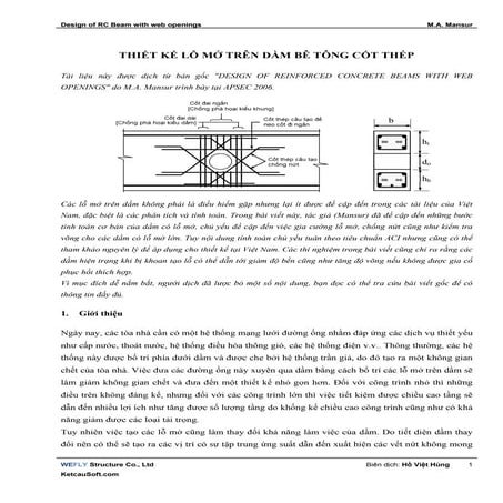Thiết kế lỗ mở trên dầm