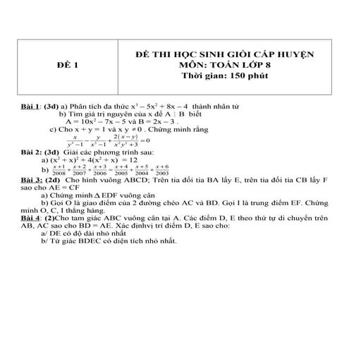 đề Thi hsg toán 8 có đáp án