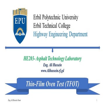 Thin film oven test (tfot) | PDF