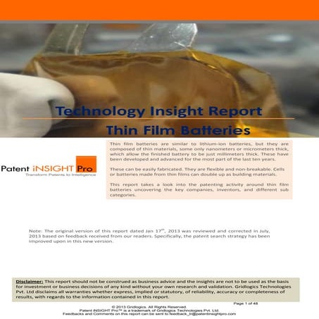 Thin Film Batteries