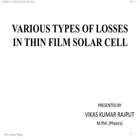 Various Losses in Thin-Film solar cell