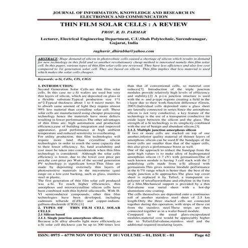 Thin film solar cells a review | PDF