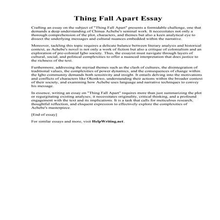 Thing Fall Apart Essay | PDF