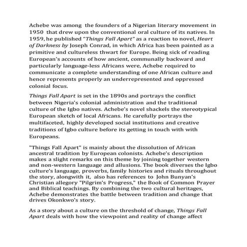 Things fall apart NOTES