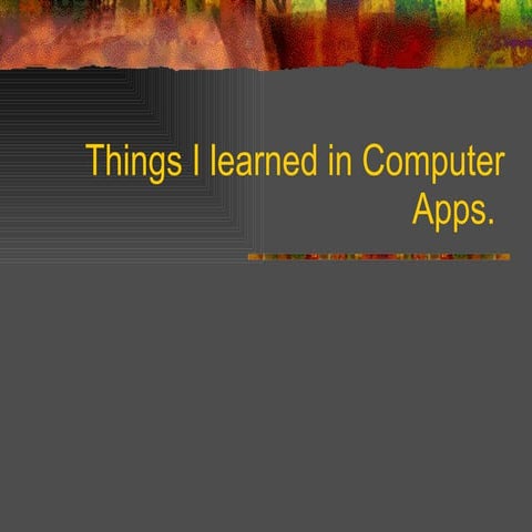 Things I Learned In Computer Apps.