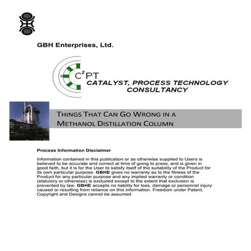 Things That Can Go Wrong in a Methanol Distillation Column