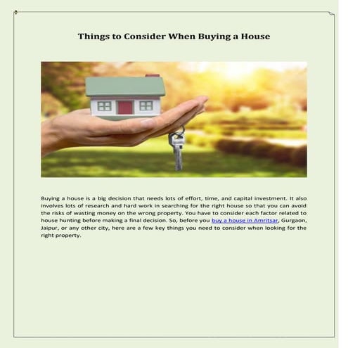 Things to Consider When Buying a House