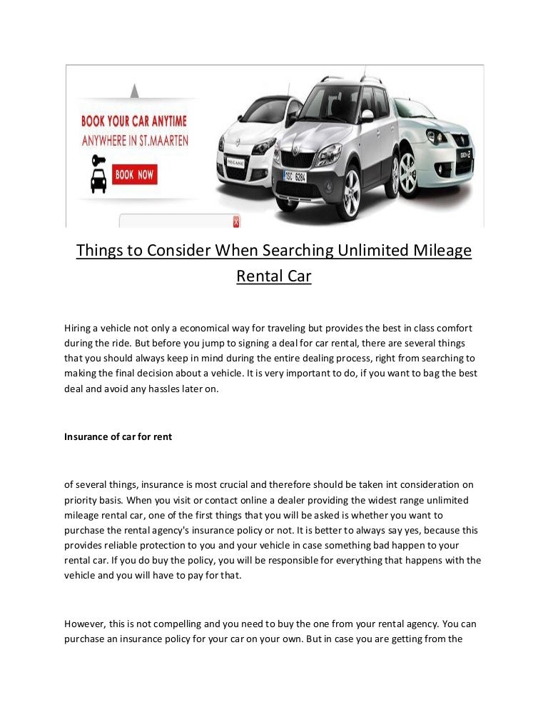 Things to consider when searching unlimited mileage rental car