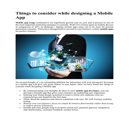 Things to consider while designing mobile app