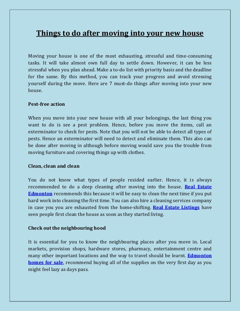 things to do after buying a new house