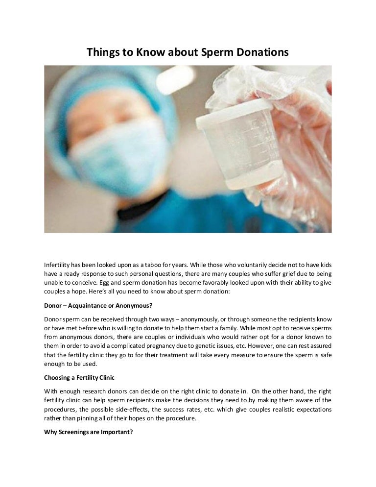Things to Know about Sperm Donations